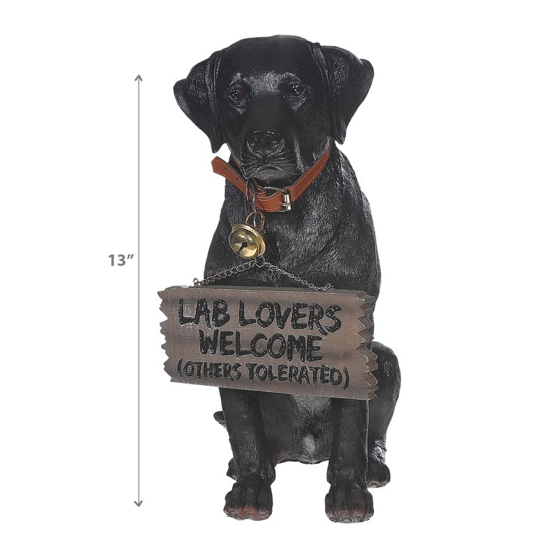 DWK Charming Black Labrador Indoor Outdoor Welcome Statue: Lifelike Canine Companion with Reversible Message Sign for Heartwarming Greetings and Playful Decor - Image 3